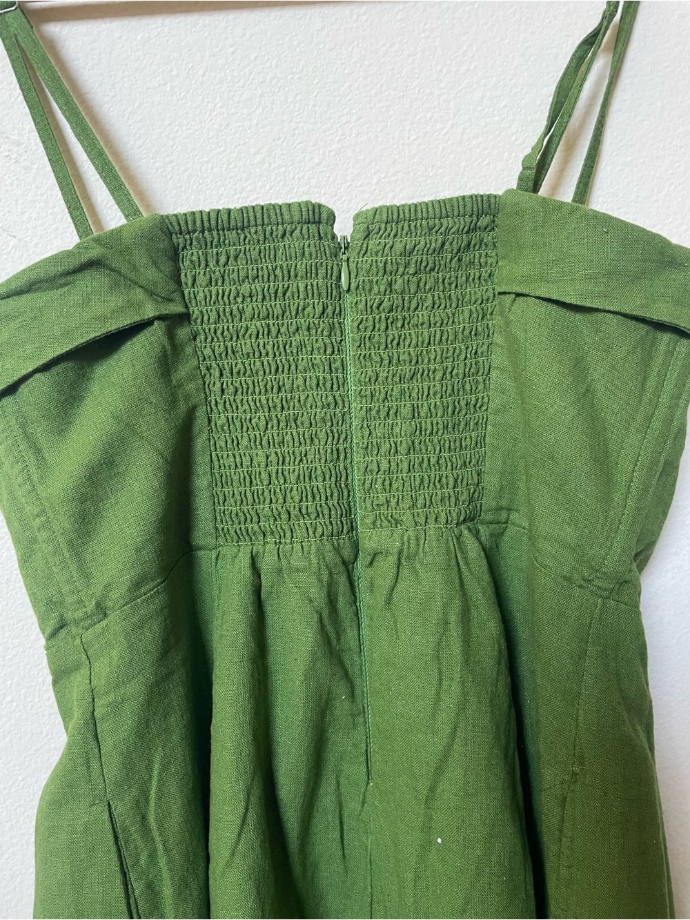 ABERCROMBIE & FITCH LINEN BLEND MIDI DRESS IN GREEN WITH DETACHABLE STRAPS - Picture 6 of 6